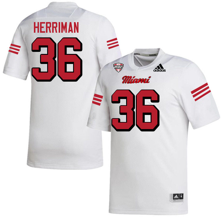 Miami University Redhawks #36 Carter Herriman College Football Jerseys Stitched-White